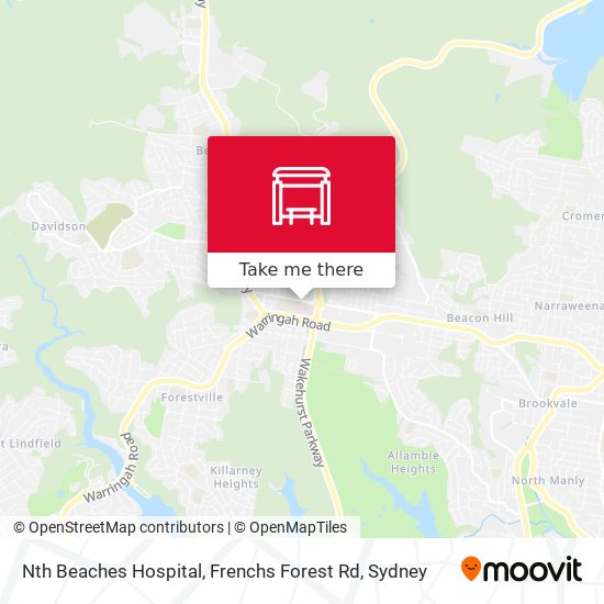 Mapa Nth Beaches Hospital, Frenchs Forest Rd