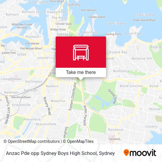 Anzac Pde opp Sydney Boys High School map