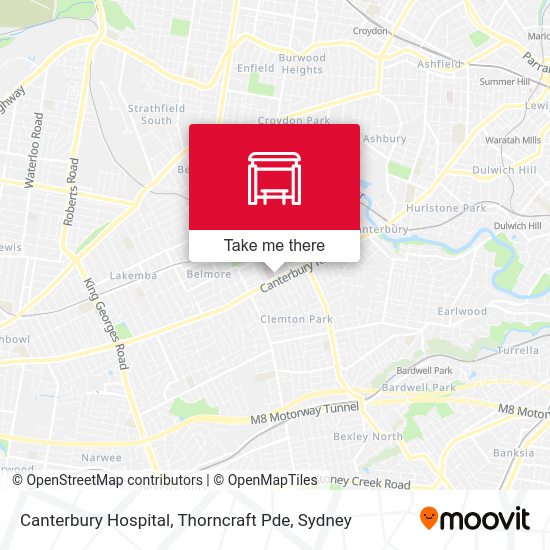 Canterbury Hospital, Thorncraft Pde map