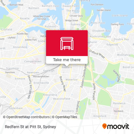 Redfern St at Pitt St map