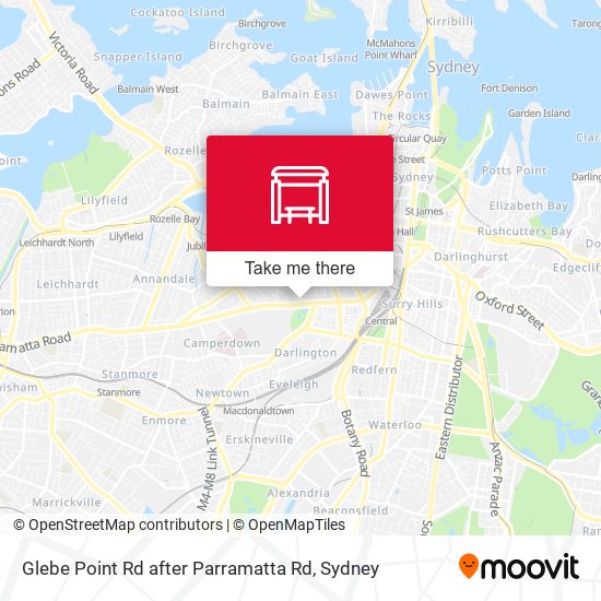 Glebe Point Rd after Parramatta Rd map