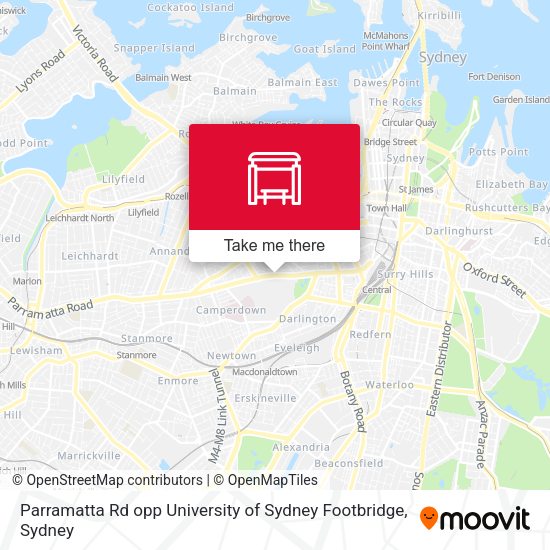 Parramatta Rd opp University of Sydney Footbridge map