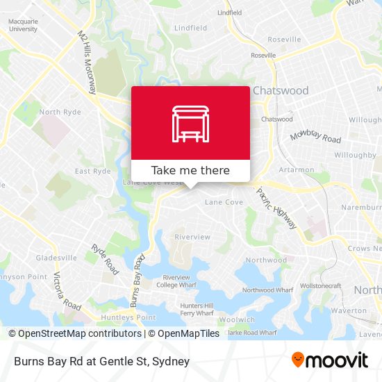 Burns Bay Rd at Gentle St map