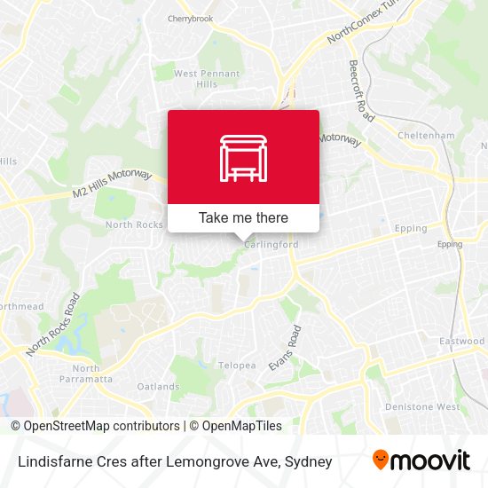 Lindisfarne Cres after Lemongrove Ave map