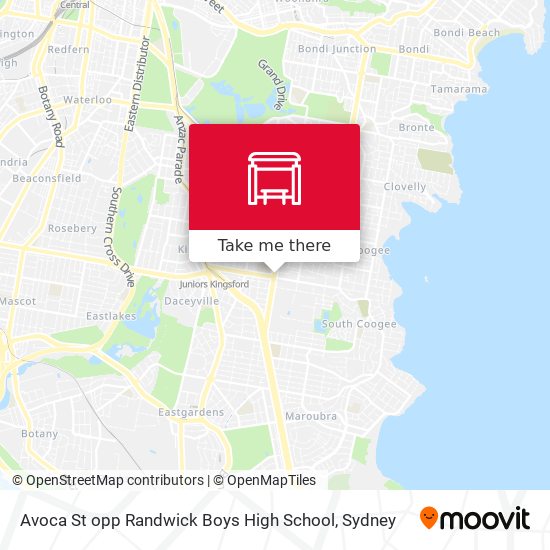 Mapa Avoca St opp Randwick Boys High School