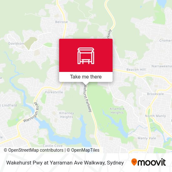 Wakehurst Pwy at Yarraman Ave Walkway map