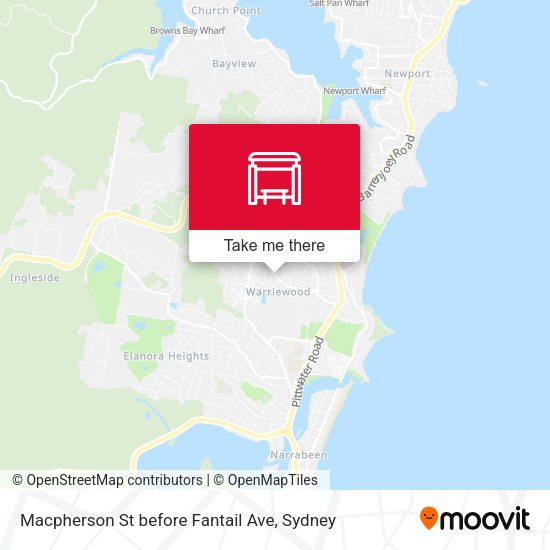 Macpherson St before Fantail Ave map