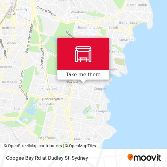 Coogee Bay Rd at Dudley St map