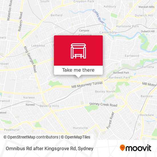 Omnibus Rd after Kingsgrove Rd map