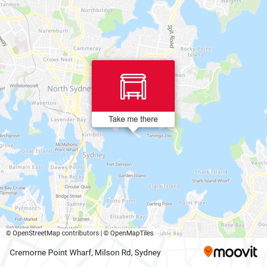 Mapa Cremorne Point Wharf, Milson Rd