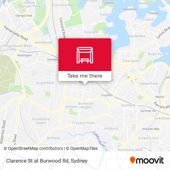 Clarence St at Burwood Rd map