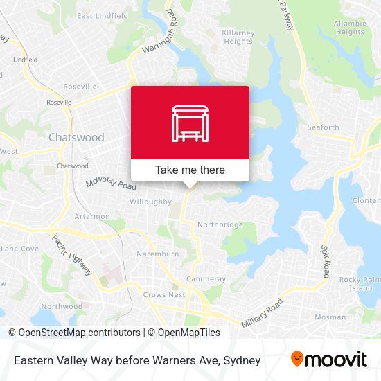 Eastern Valley Way before Warners Ave map