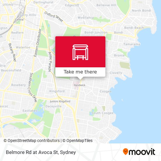 Belmore Rd at Avoca St map