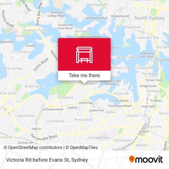 Victoria Rd before Evans St map