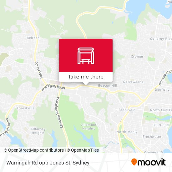 Warringah Rd opp Jones St map