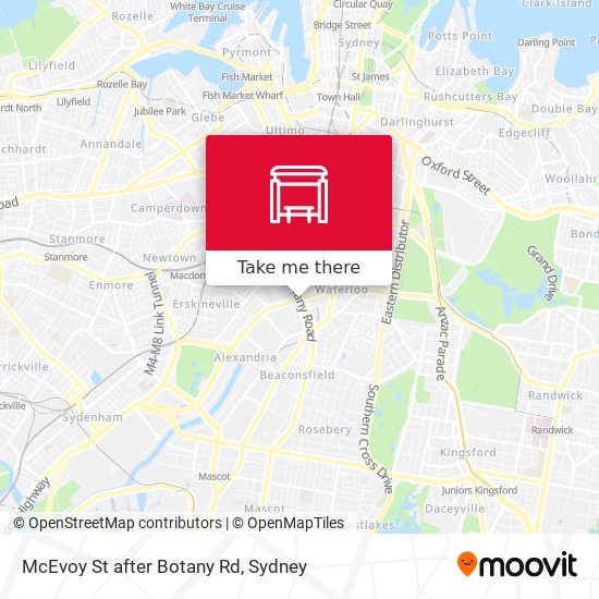 McEvoy St after Botany Rd map