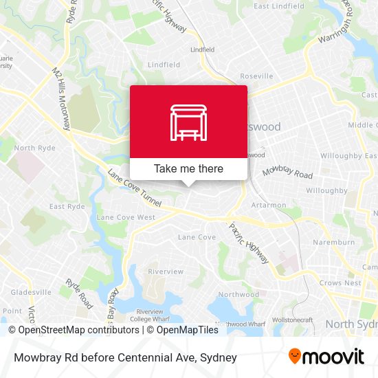 Mowbray Rd before Centennial Ave map