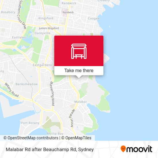 Malabar Rd after Beauchamp Rd map