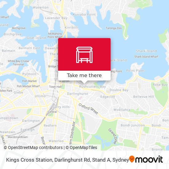 Mapa Kings Cross Station, Darlinghurst Rd, Stand A