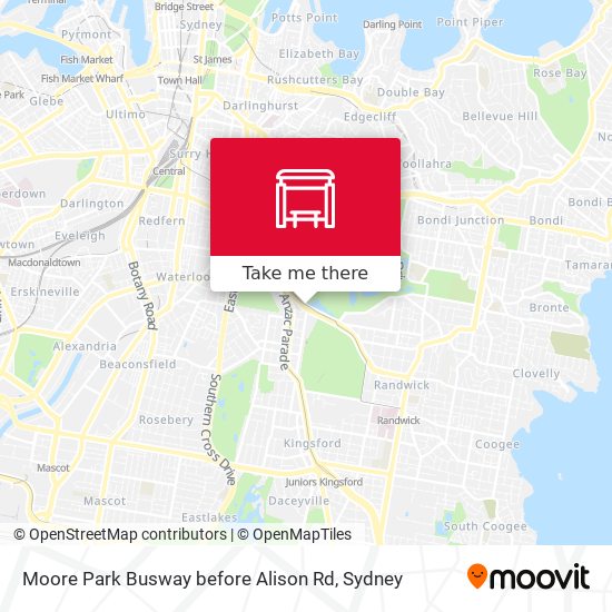 Moore Park Busway before Alison Rd map