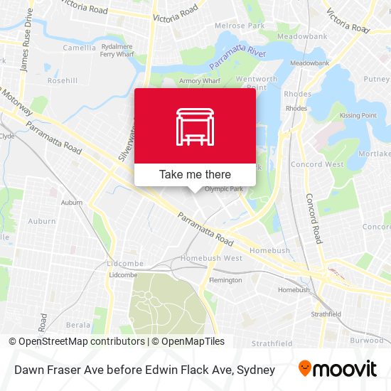 Dawn Fraser Ave before Edwin Flack Ave map