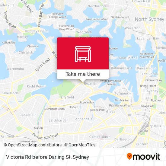 Victoria Rd before Darling St map