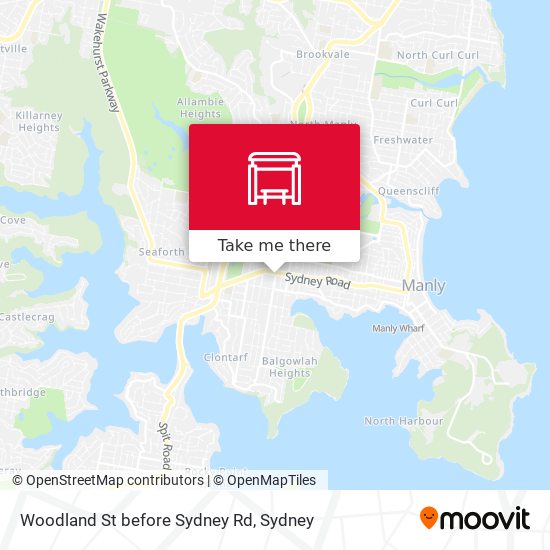 Woodland St before Sydney Rd map