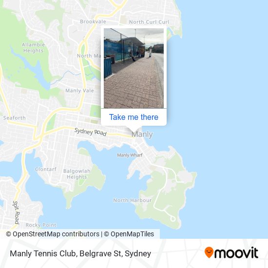 Mapa Manly Tennis Club, Belgrave St