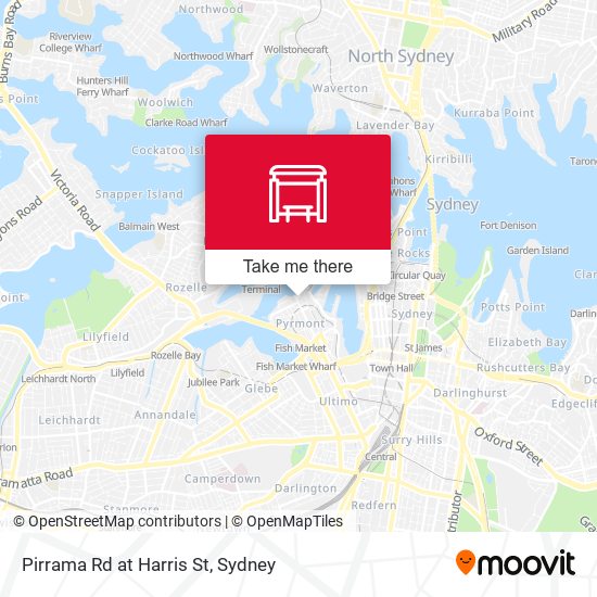 Pirrama Rd at Harris St map