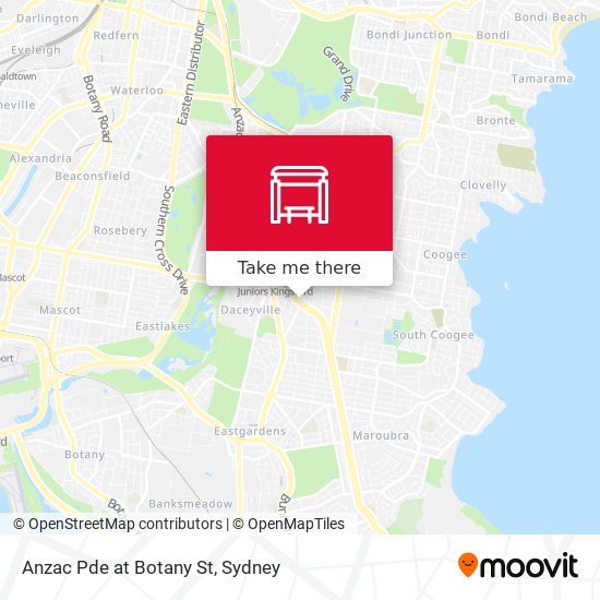 Anzac Pde at Botany St map