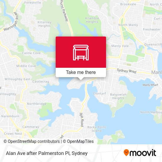 Alan Ave after Palmerston Pl map