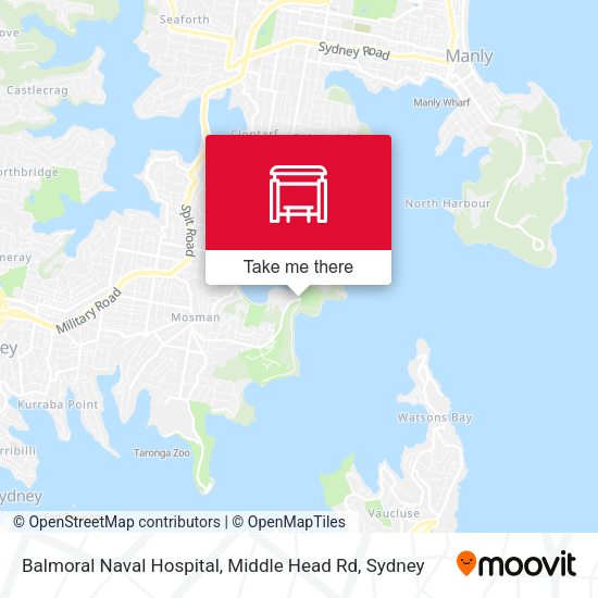 Balmoral Naval Hospital, Middle Head Rd map