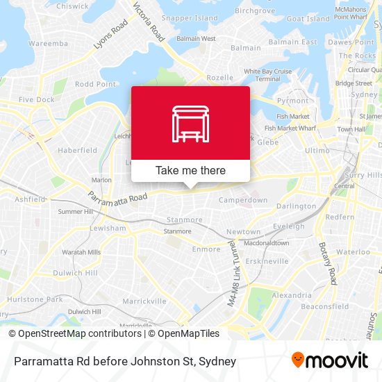 Parramatta Rd before Johnston St map