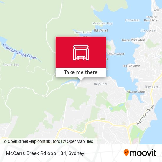 McCarrs Creek Rd opp 184 map