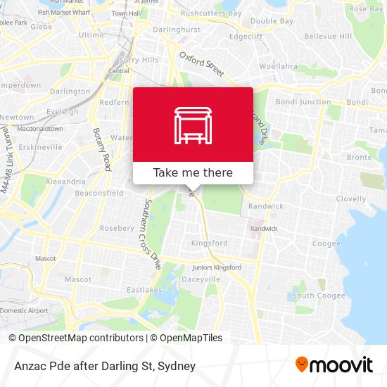 Anzac Pde after Darling St map