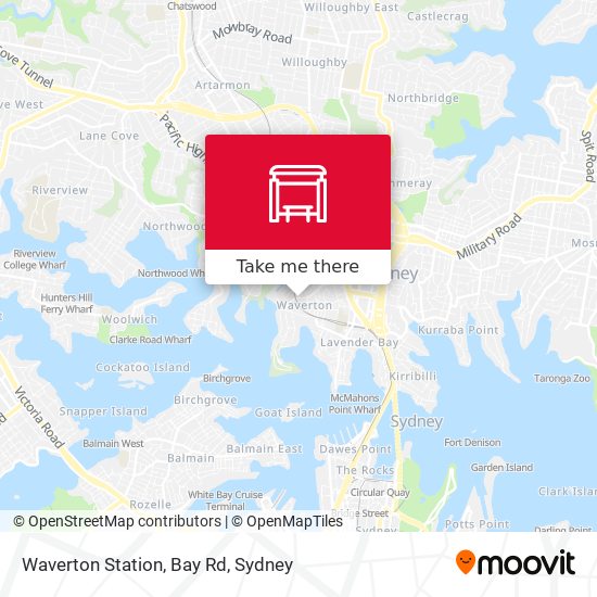 Waverton Station, Bay Rd map