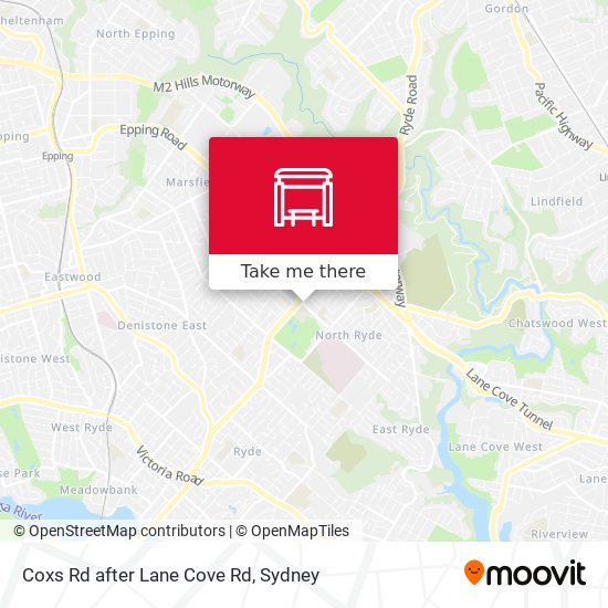 Coxs Rd after Lane Cove Rd map