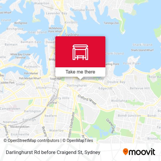 Darlinghurst Rd before Craigend St map