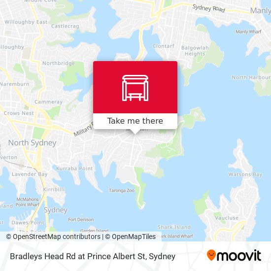 Bradleys Head Rd at Prince Albert St map