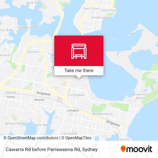 Cawarra Rd before Parraweena Rd map