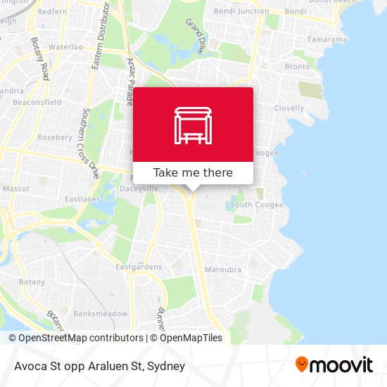 Avoca St opp Araluen St map