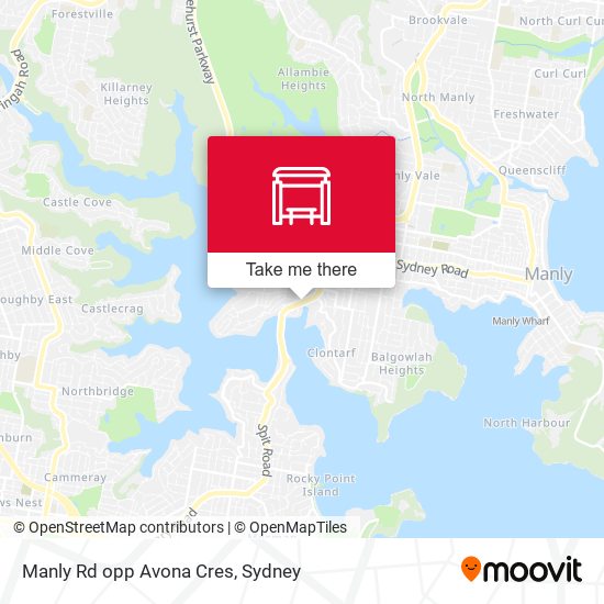 Manly Rd opp Avona Cres map