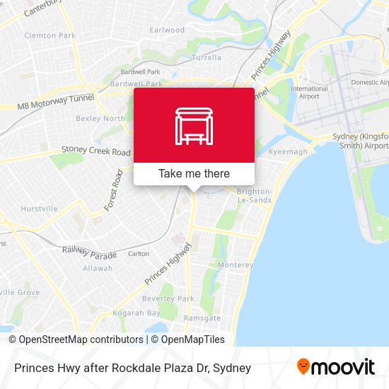 Princes Hwy after Rockdale Plaza Dr map