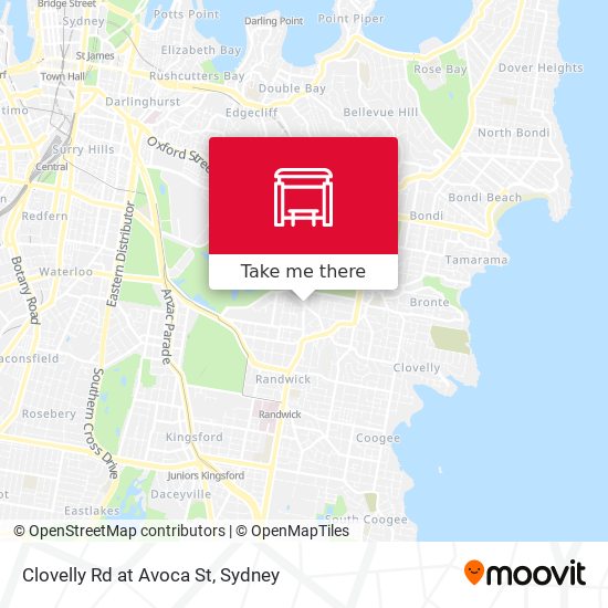 Clovelly Rd at Avoca St map