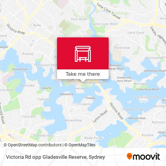 Victoria Rd opp Gladesville Reserve map