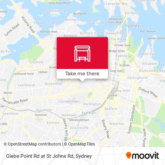 Glebe Point Rd at St Johns Rd map