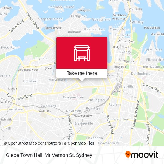 Glebe Town Hall, Mt Vernon St map
