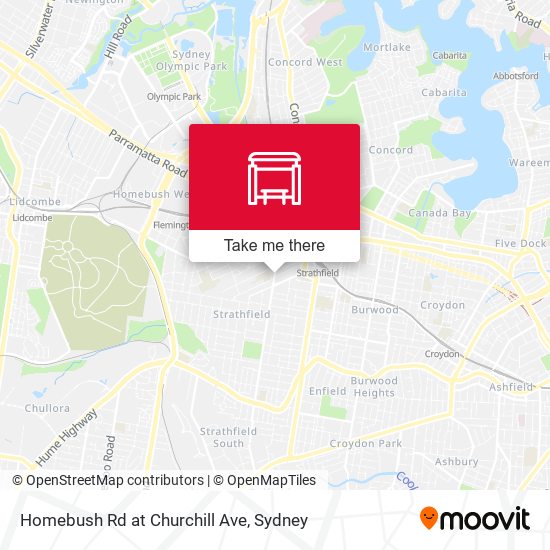 Mapa Homebush Rd at Churchill Ave