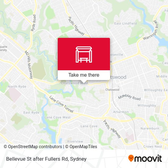 Bellevue St after Fullers Rd map