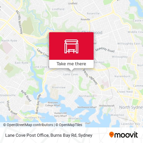 Lane Cove Post Office, Burns Bay Rd map